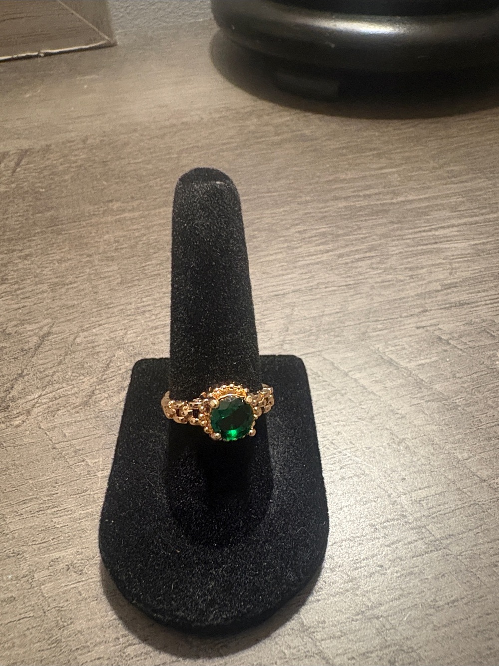 Gold-Tone Emerald Round Cocktail Ring - Women Jewelry